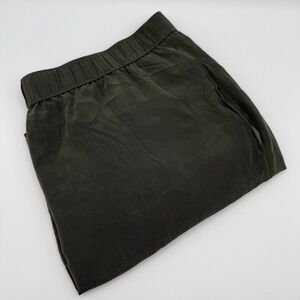 Madewell Silk Mini Skirt Elastic‎ Waist Olive Green Casual Comfy Womens Size M